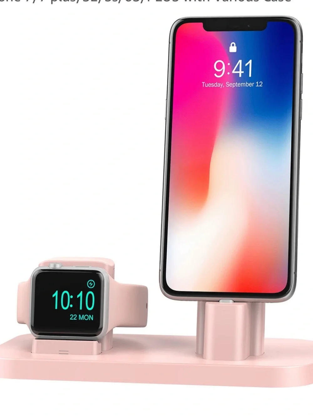Pink Dual Charging Stand for Phone and Smartwatch